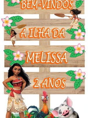 Display de chão placa indicativa moana adulta 95 cm