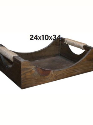 Bandeja para decoração de madeira rustica média