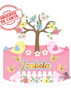 Arquivo de corte - topo de bolo jardim encantado