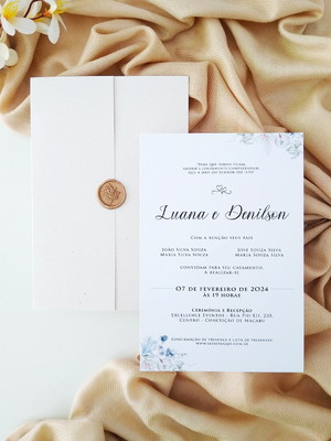 Convite de casamento com lacre de cera