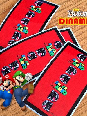 Kit 10 rótulos adesivos dinamite (super mario bros)