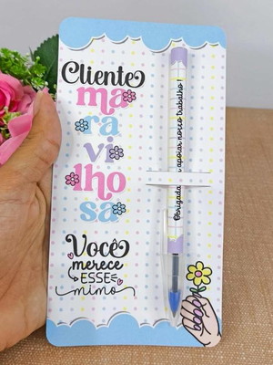Lembrancinha para cliente card com caneta