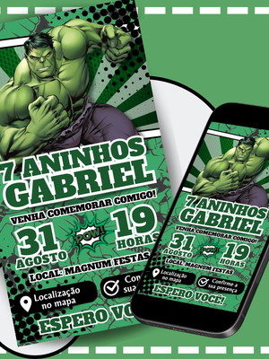 Convite digital interativo incrível hulk
