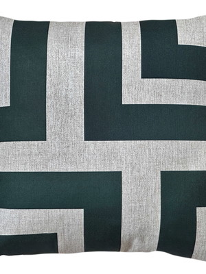 Almofada linho bege moderna geometria listrada verde 45x45