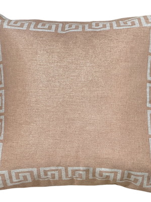 Almofada linho luxo bege frame grego geometria rosê 45x45