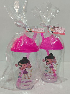 Copo twister 300ml personalizado luluca com tag e embalagem