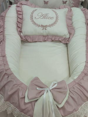 Ninho redutor moisés bebê luxo rose meninas borboleta laço