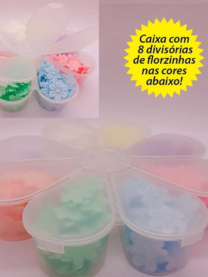 Kit florzinhas com caixa organizadora flor - kit8 itens