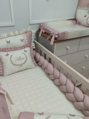 Enxoval completo rose menina personalizado borboleta laço
