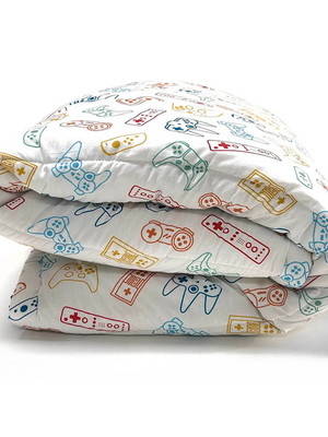 Colcha com elástico gamer branco - berço