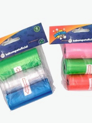 Kit 3 rolinhos com 45 sacos de lixo coco pet cata caca 1l có
