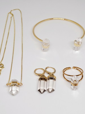 Conjunto cristal dourado