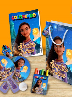 Kit completo sacolinha personalizado wish disney