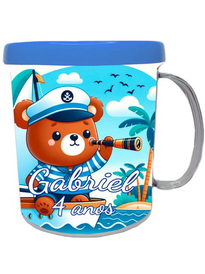 Kit 90 canecas personalizadas ursinho marinheiro