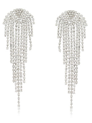 Brinco statement cascata cravejado com strass em banho ródio