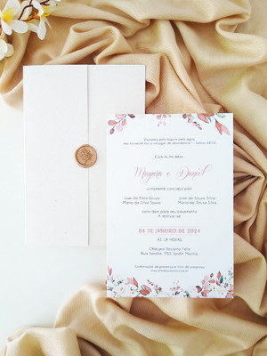 Convite de casamento com lacre de cera