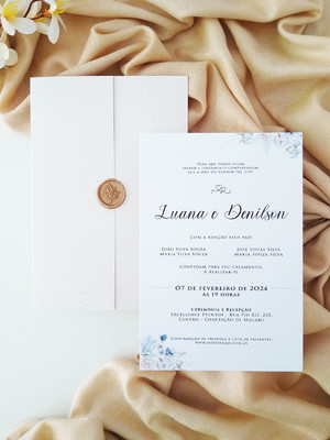 Convite de casamento com lacre de cera