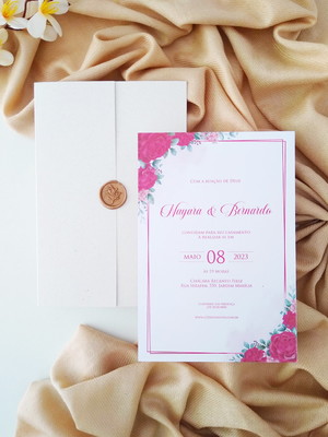 Convite de casamento com lacre de cera