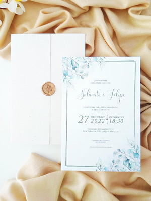 Convite de casamento com lacre de cera
