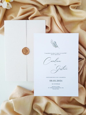 Convite de casamento com lacre de cera