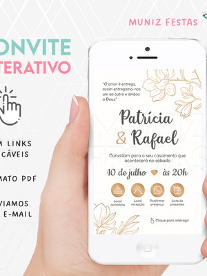 Convite digital interativo casamento dourado