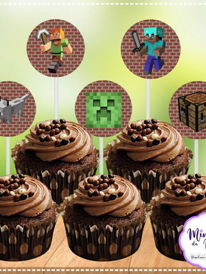 Topper para cupcake minecraft (arte digital)
