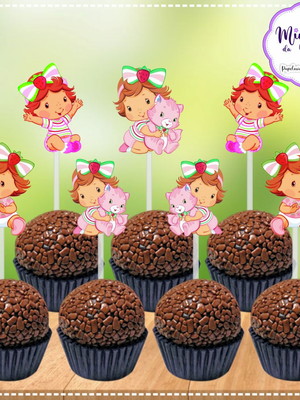 Topper para doces moranguinho baby (arte digital)
