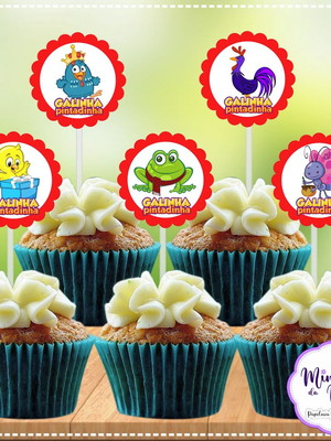 Topper para cupcake galinha pintadinha (arte digital)