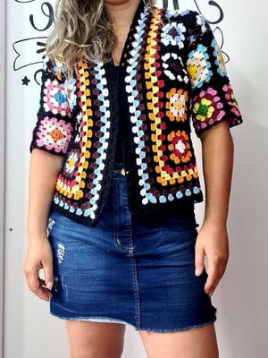 Blusa de crochê 3/4 blusa de croche bonita