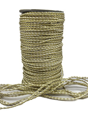 Cordão de fio de couro ecológico 3 mm - marfim com dourado