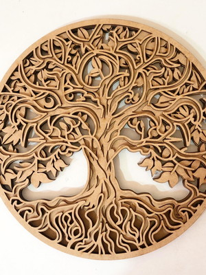 Mandala 3d 4 camadas mdf cru árvore da vida 60x60