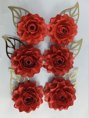 Kit com 6 flores com 7 cm vermelhas