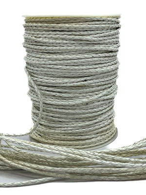 Cordão de fio de couro trançado 3 mm - branco