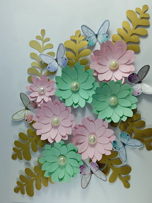 Kit com flores, folhas e borboletas