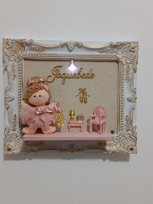 Quadro retangular de resina com led tema bailarina-