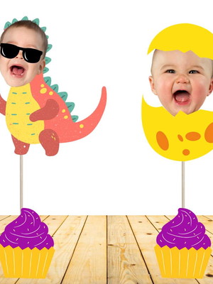 Toppers dino baby com sua foto para docinhos- 10 modelos