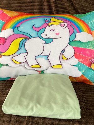 Lençol solteiro com elástico + fronha estampada unicornio