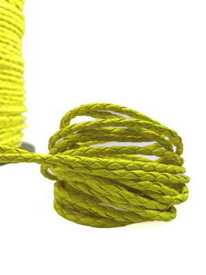 Cordão de fio de couro ecológico 4 mm - amarelo neon