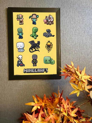 Poster gamer minecraft, quadro com moldura 33x24cm