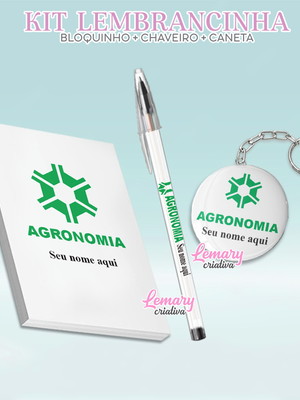 Bloquinho com chaveiro e caneta agronomia mod.0001