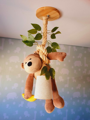 Luminária pendente único macaco com banana