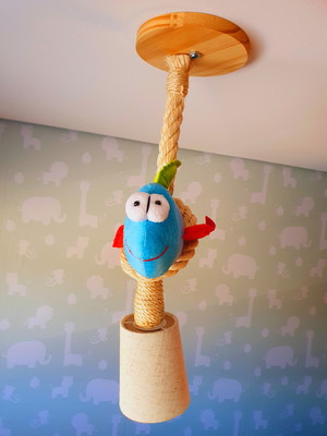 Luminária infantil com cúpula fundo do mar peixe azul
