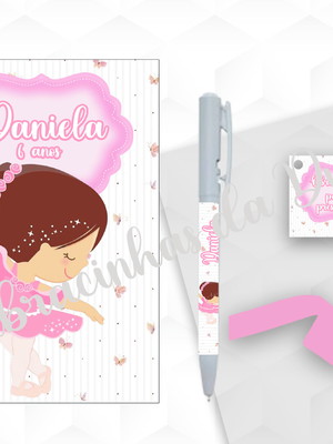Bloquinho grande com caneta bailarina personalizada