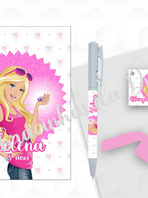 Bloquinho grande com caneta barbie personalizada
