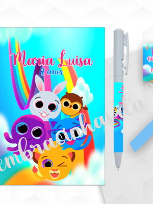 Bloquinho grande com caneta bolofofo personalizada