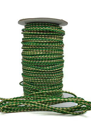 Cordão de fio de couro ecológico 4 mm - verde com dourado