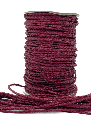 Cordão de fio de couro ecológico 3 mm -vermelho escuro