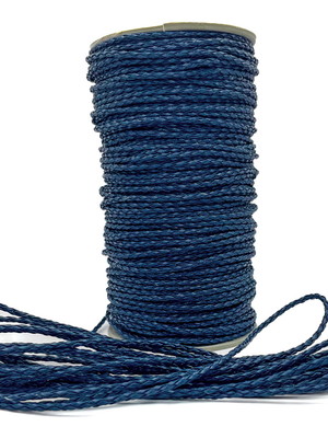 Cordão de fio de couro ecológico 3 mm - azul marinho