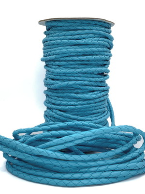 Cordão de fio de couro ecológico 6 mm - azul turquesa