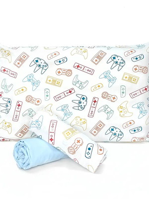 Jogo de cama gamer branco solteiro lençol de elást. azul cl.